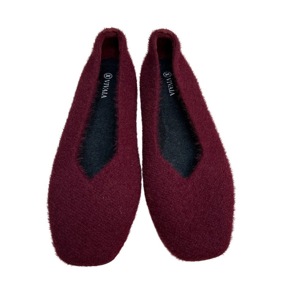 VIVAIA Margot 2.0 Burgundy Fuzzy Knit Ballet Flats EU 43 US 10-10.5 NWOB
